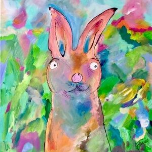 Colorful Bunny Art Print - Multi-Color Rabbit Wall Art